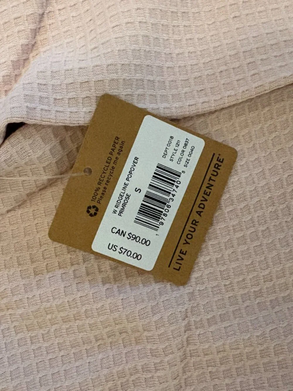 Eddie Bauer Ridgeline Popover Primrose Size S New w/Tags